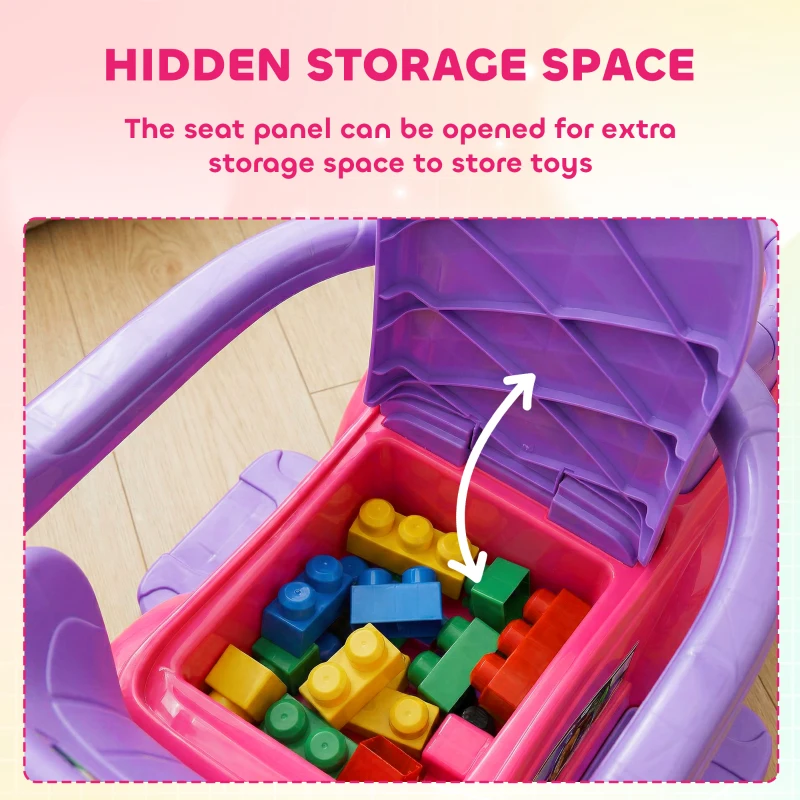 Aosom 3 in 1 Kid Ride on Push Car Sliding Car, Ride on Toy for Boy Girl Toddlers 18-36 Months, with Horn Music Light Function Secure Bar, Pink