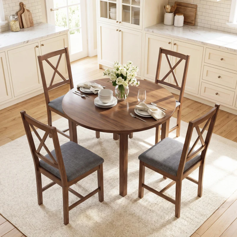 HOMCOM Set of 4 Dining Chairs, Upholstered X-Back Dining Room Chairs with Rubberwood Legs and Padded Seat for Kitchen, Gray