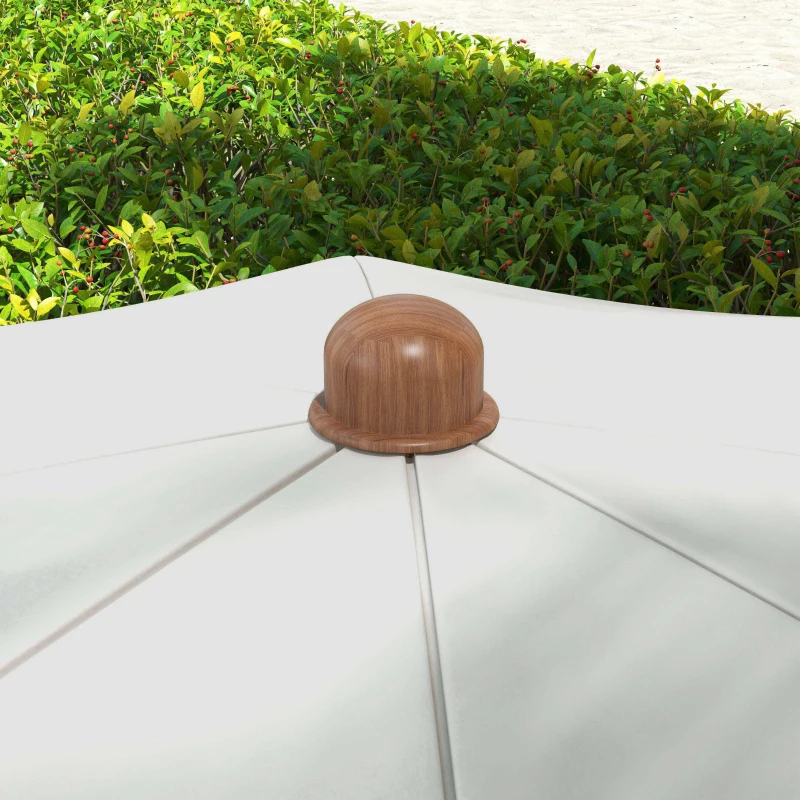 Outsunny 6.2' Beach Umbrella for Travel, Vent, Ruffles, Carry Bag, Portable Outdoor Umbrella for Garden, Light Gray