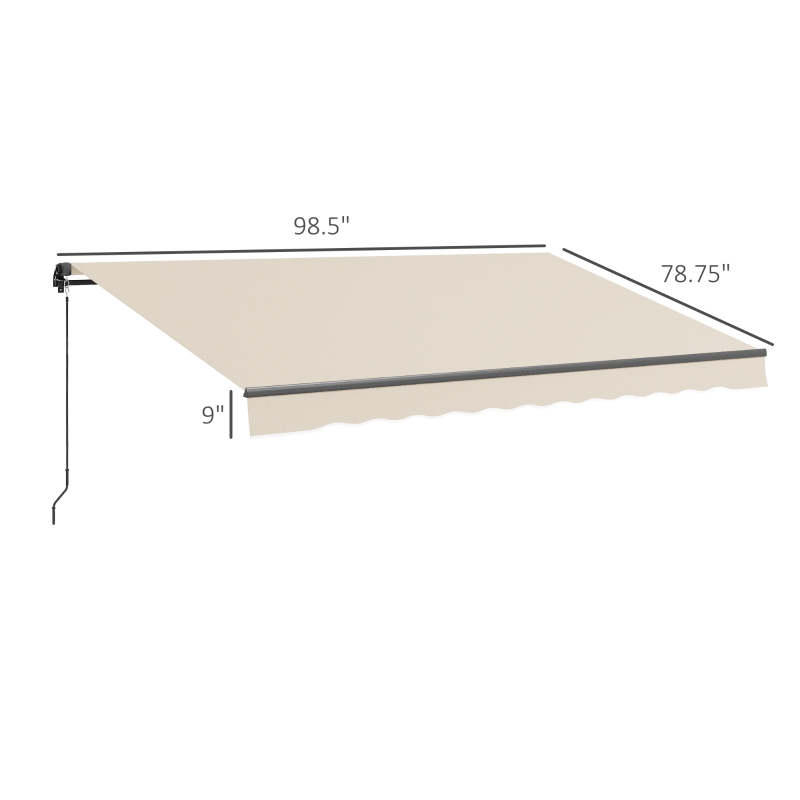 Outsunny 13' x 10' Retractable Awning, 280gsm UV Resistant Sunshade Shelter for Deck, Balcony, Yard, Beige(m-3)