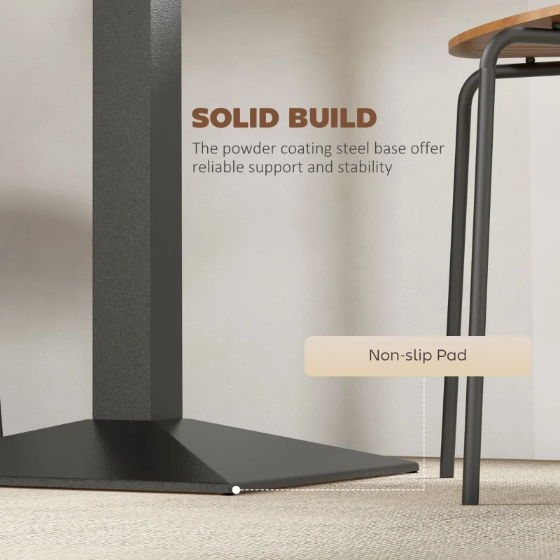 HOMCOM 28" Square Dining Table, Modern Dining Room Table with Steel Base, Space Saving Small Kitchen Table, Walnut Wood Grain