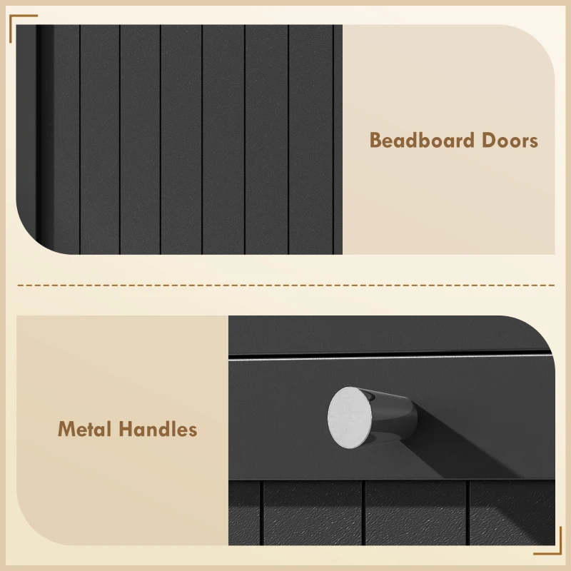 HOMCOM Shoe Cabinet with 2 Large Flip Drawers, Farmhouse Narrow Shoe Storage Cabinet with 2 Top Compartments, Black