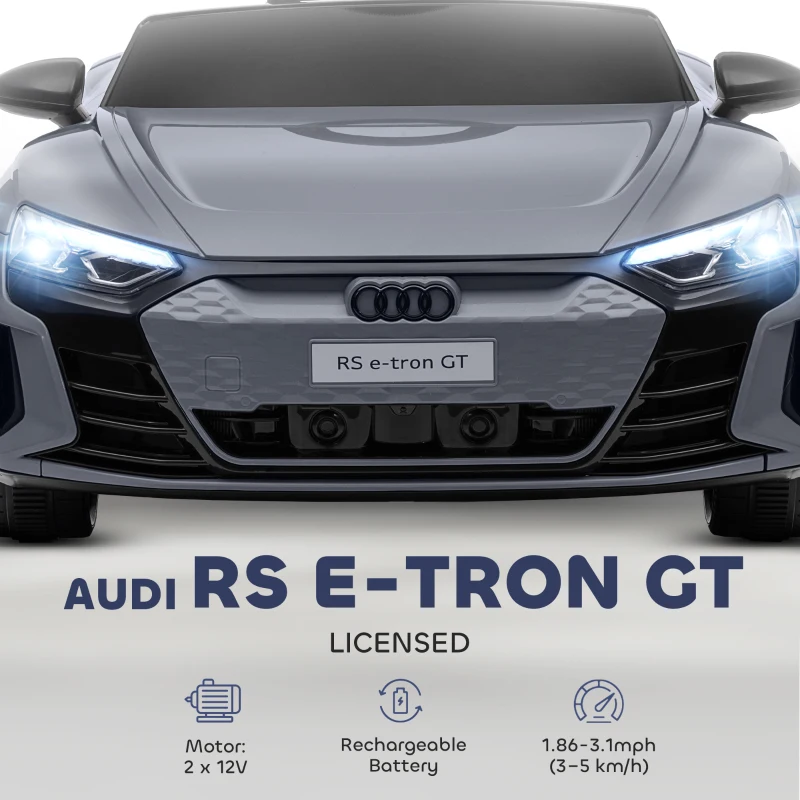 Aosom 12V Licensed Audi RS E-tron GT Kids Ride on Car with Remote Control, Suspension, Horn, Music, Lights, Gray