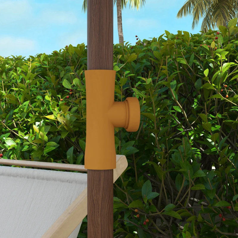 Outsunny 6.2' Beach Umbrella for Travel, Vent, Ruffles, Carry Bag, Portable Outdoor Umbrella for Garden, Light Grey