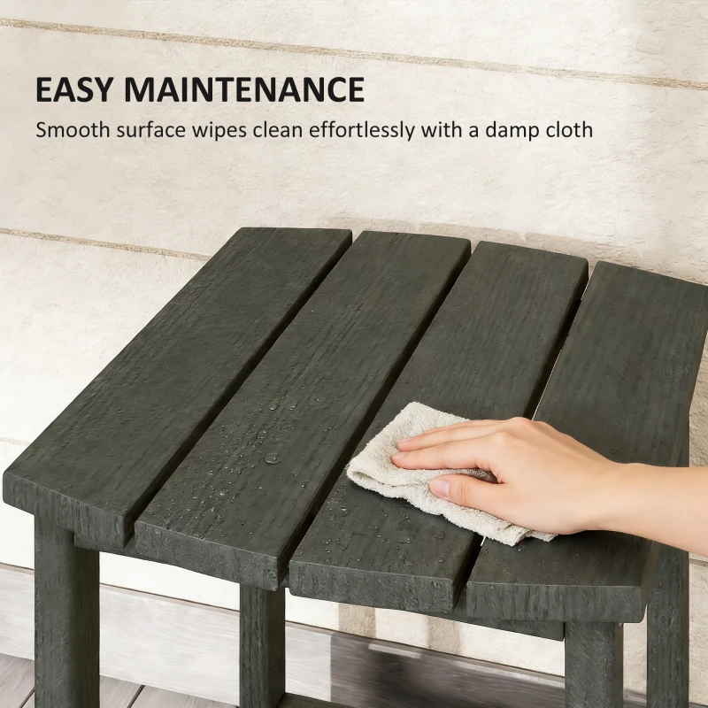 Outsunny Outdoor Side Table, Adirondack Patio End Table for Garden, Pool, Backyard, Lawn, Beach, Indoor and Outdoor, Grey