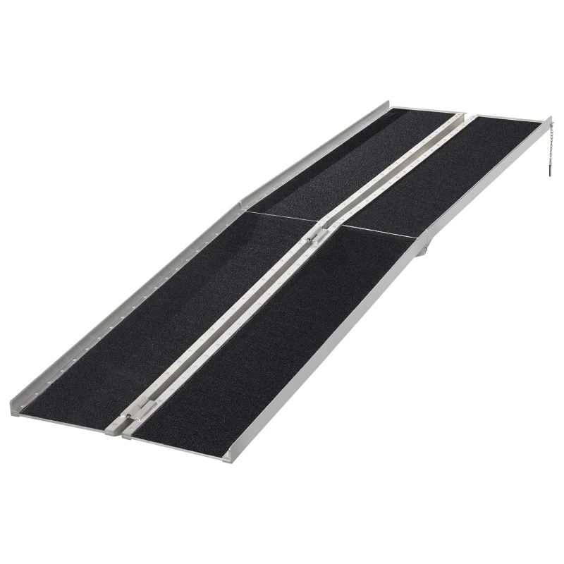 HOMCOM 10ft Wheelchair Ramp, 600lbs Capacity Non-Slip Aluminum Folding Handicap Ramp with Reinforced Welded Hinges, for Home Steps, Cars, Scooters and Stairs