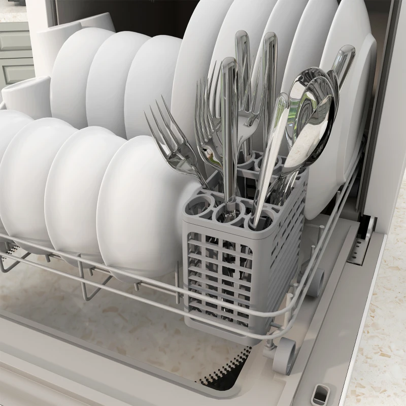 HOMCOM Portable Dishwasher, Counter Dishwasher with 4 Place Settings, 5 Washing Programs, Air-Dry Function, 6L Water Tank