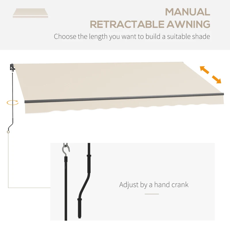 Outsunny 13' x 10' Retractable Awning, 280gsm UV Resistant Sunshade Shelter for Deck, Balcony, Yard, Beige(m-4)