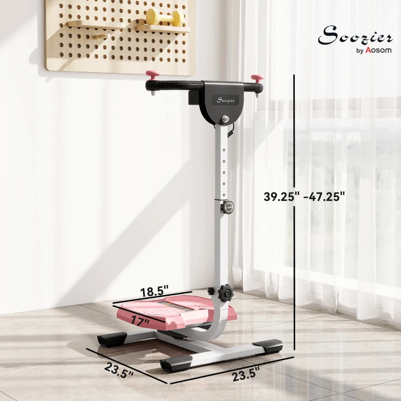 Soozier Foldable Ab Twister Board for Waist Trimming with LCD Display, Ab Workout Equipment for Women and Men, Pink