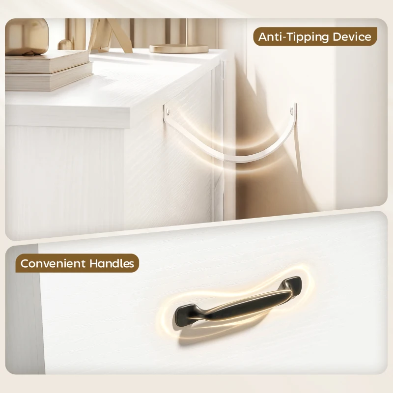 HOMCOM Computer Desk with 3 Drawers, 47" Home Office Desk with Adjustable Hanging Rails for Letter A4 Files, White