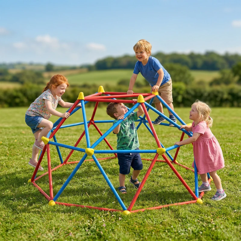 Outsunny 6 FT Climbing Dome Geometric Jungle Gym w/ Rust and UV-Resistant Steel, Up to 396 lbs, for 1-4 Children Aged 3-8 Years