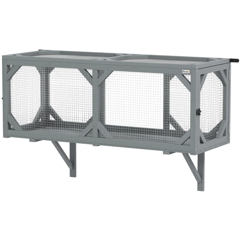 PawHut Cat Tunnel, Wooden Catio Outdoor Cat Enclosure with 2 Doors and Extendable Design, Wall-Mounted Pet Run