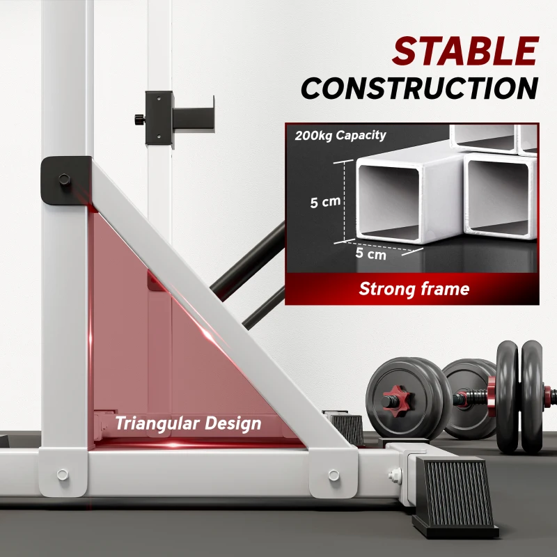 Soozier Pair of Adjustable Squat Rack Standard 53.5"-69.25" Barbell Rack Stand 440lbs Capacity, 2" Steel Heavy Duty Bench Press Rack, Support 3 Sets Barbells Storage