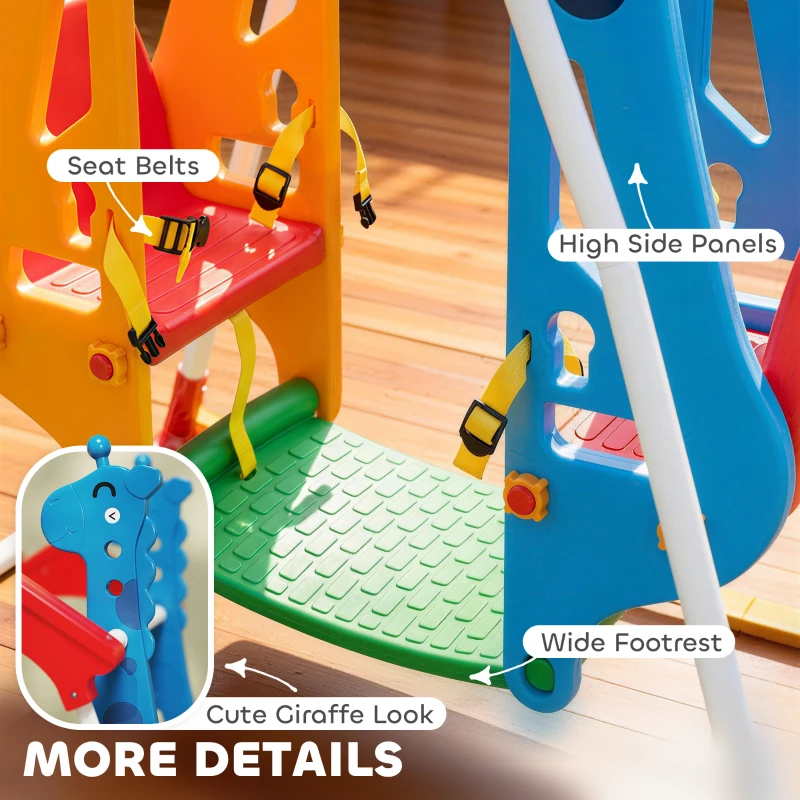 Qaba Kids Indoor Swing with Double Seats, Toddler Swing Set with Safety Belts for Aged 3-5, Play Room, Living Room