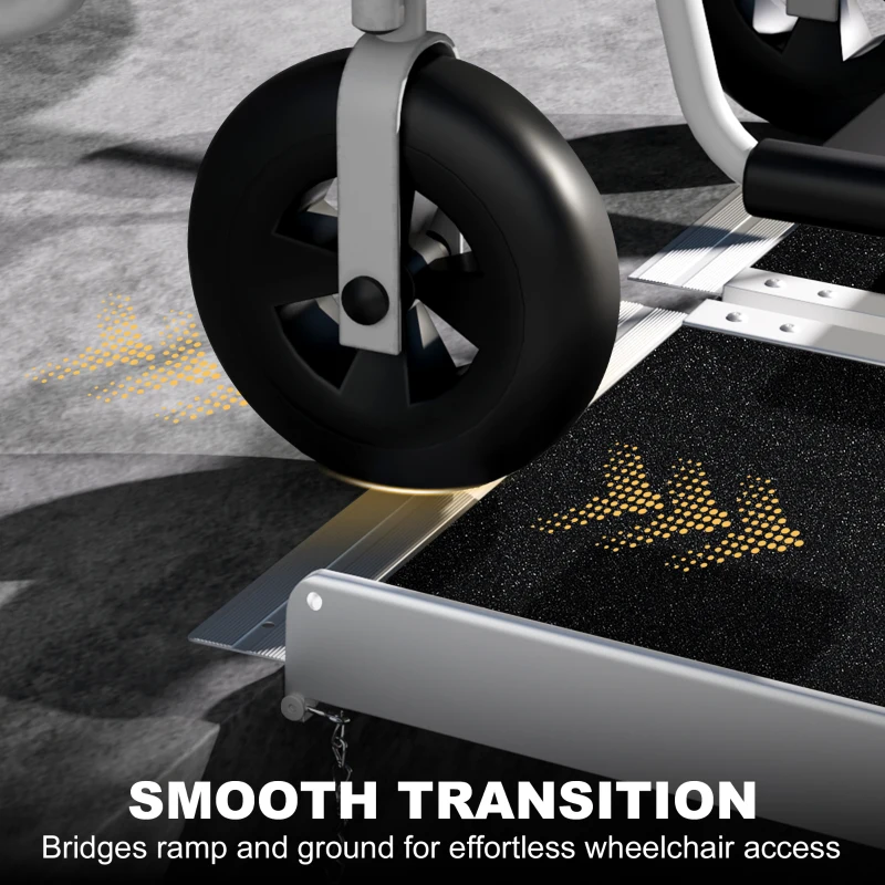 HOMCOM 10ft Wheelchair Ramp, 600lbs Capacity Non-Slip Aluminum Folding Handicap Ramp with Reinforced Welded Hinges, for Home Steps, Cars, Scooters and Stairs