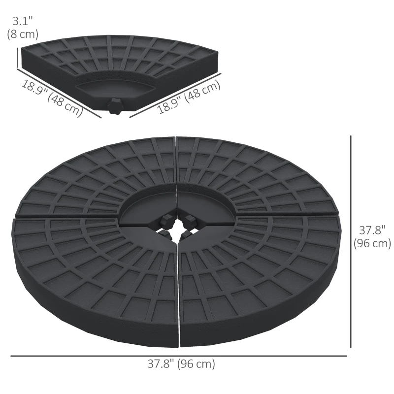 Outsunny Set of 4 Umbrella Base Weights Outdoor Parasol Holder for Cross Base Portable