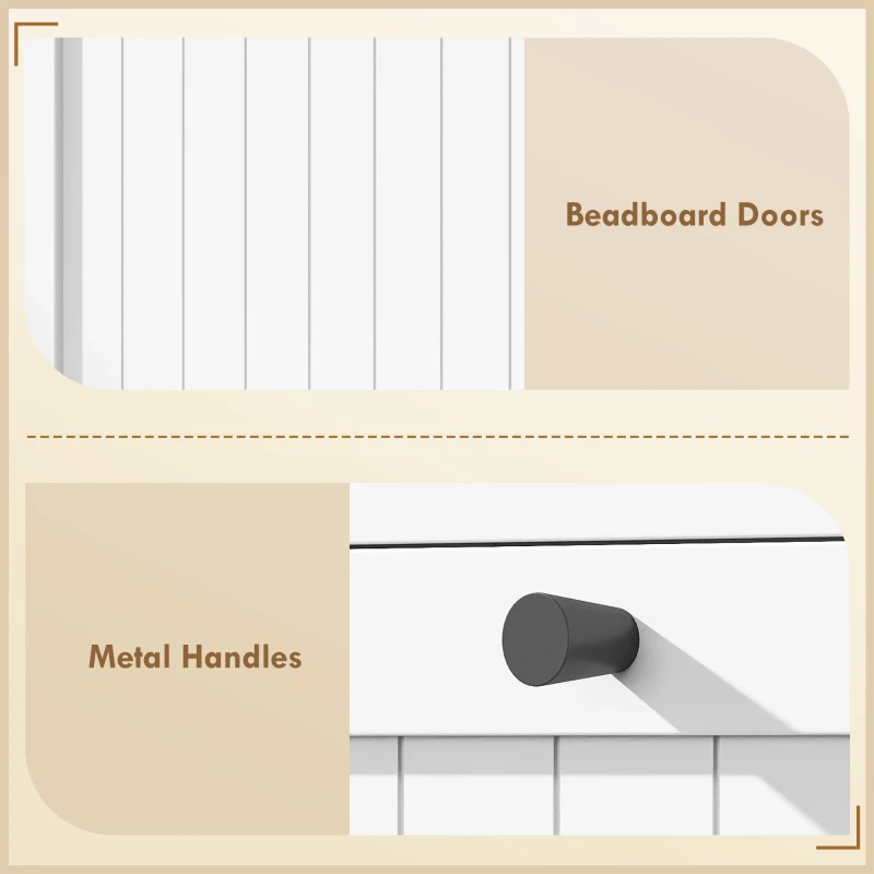 HOMCOM Shoe Cabinet with 2 Large Flip Drawers, Farmhouse Narrow Shoe Storage Cabinet with 2 Top Compartments, White