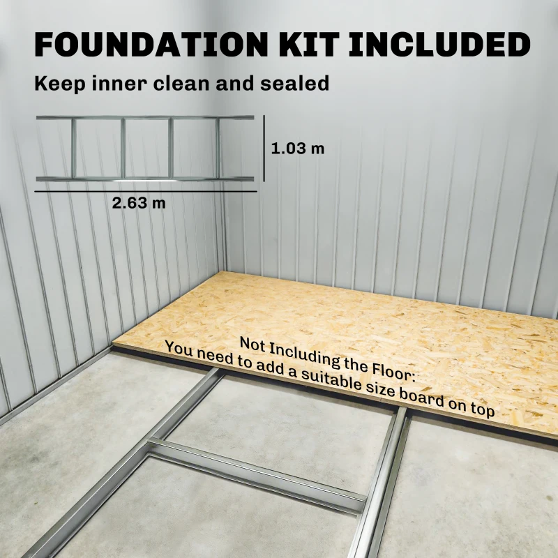 Outsunny 9' x 6' Outdoor Storage Shed, Garden Tool Metal Shed with Foundation Kit, Double Lockable Door, Air Vents and Sloping Roof, for Backyard, Patio, Lawn, Green