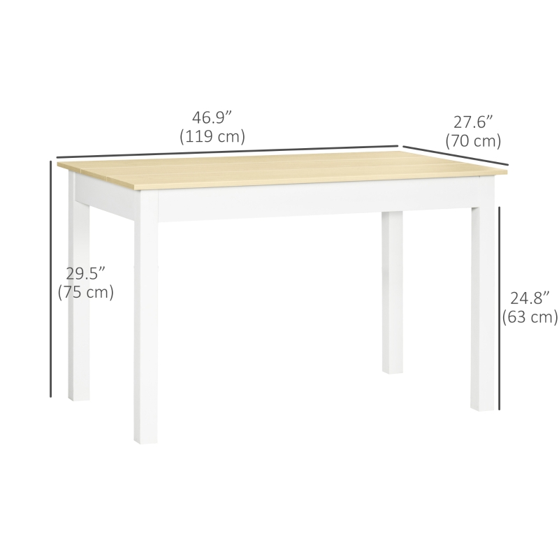 HOMCOM Kitchen Table, Dining Table for 4 to 6 People, 46.9" W x 27.6" D x 29.5" H, Oak