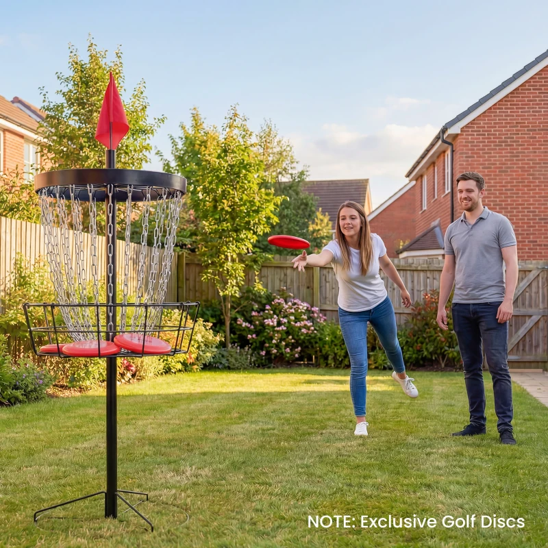 Soozier 24-Chain Portable Practice Basket for Disc Golf Target Stand, Lightweight Basket w/ Carry Bag Black and Silver