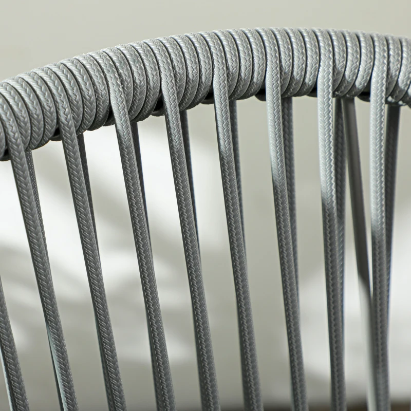 Outsunny 3-Piece Rattan Bistro Set, Garden Seating Group with 2 Armchairs and Coffee Table, Balcony Furniture Set, Grey