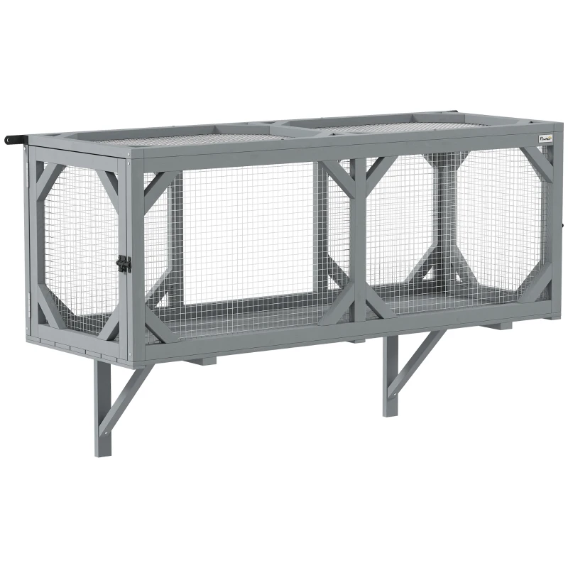 PawHut Cat Tunnel, Wooden Catio Outdoor Cat Enclosure with 2 Doors and Extendable Design, Wall-Mounted Pet Run