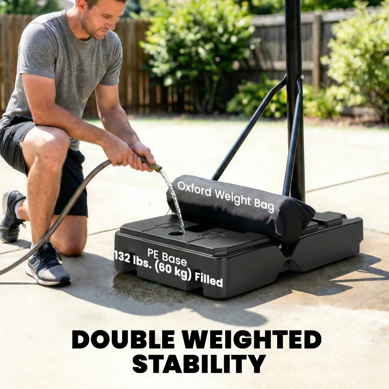 Soozier Basketball Hoop, 7.7 FT to 10 FT Adjustable, Portable Basketball Goal with 43'' Shatterproof Backboard,Fillable Base