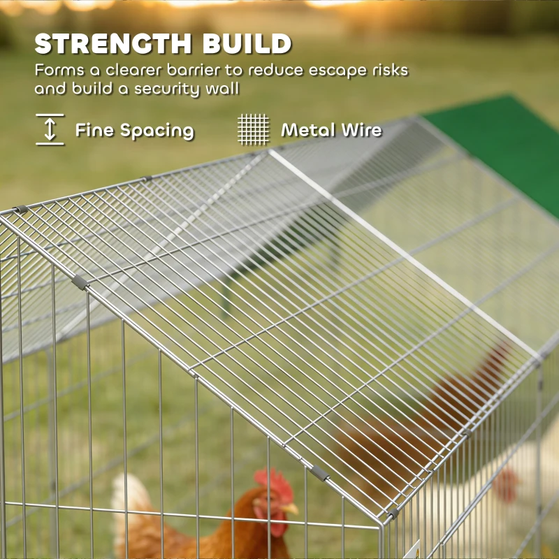 PawHut Metal Chicken Coop with UV-Resistant Cover for Rabbits, Ducks, Turtles, Guinea Pigs, 106" x 29.5" x 29.5", Green