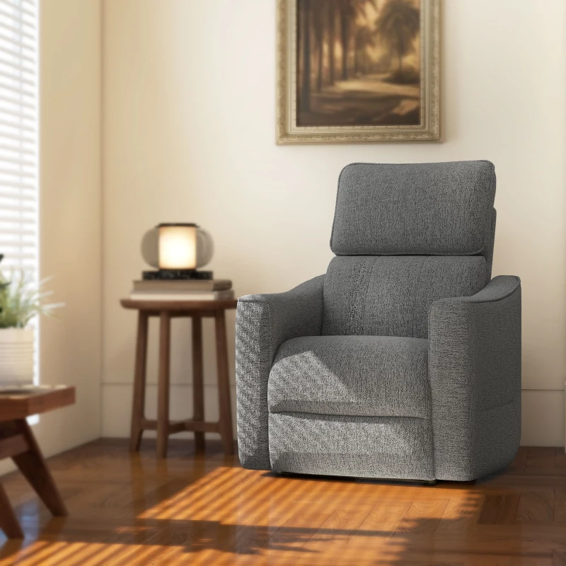 HOMCOM Power Recliner Chair, Linen-look Fabric Upholstered Recliner Chair with USB Ports, Footrest, Dark Grey