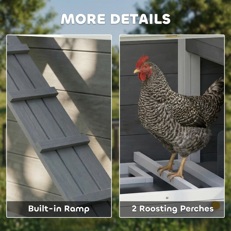 PawHut Large Chicken Coop, 134"L Wooden Chicken House with Run, Nesting Box, Slide-Out Tray, Waterproof Roof and Ramp