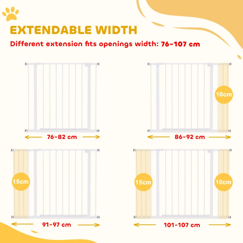 PawHut Pressure Fit Dog Gate Pet Barrier for stairs doorway, 29.9''- 42.1'' Width White