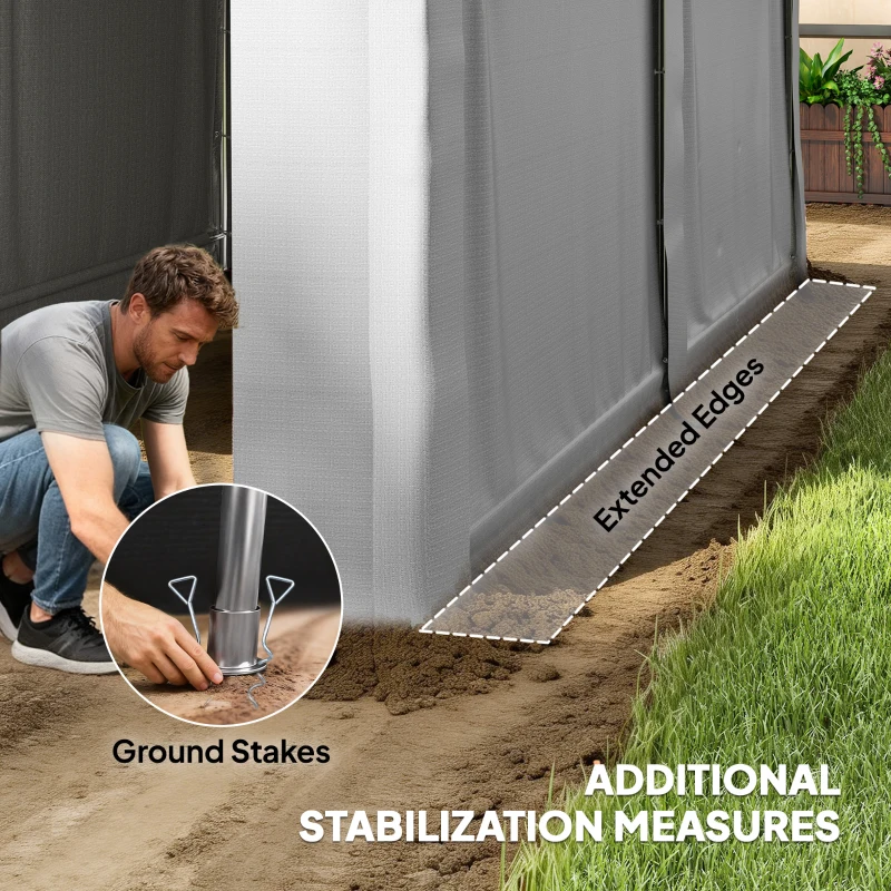 Outsunny 13' x 10' Portable Shed, Outdoor Storage Shed Tent with Roll-up Zipper Door and Removable Sidewalls, Light Grey