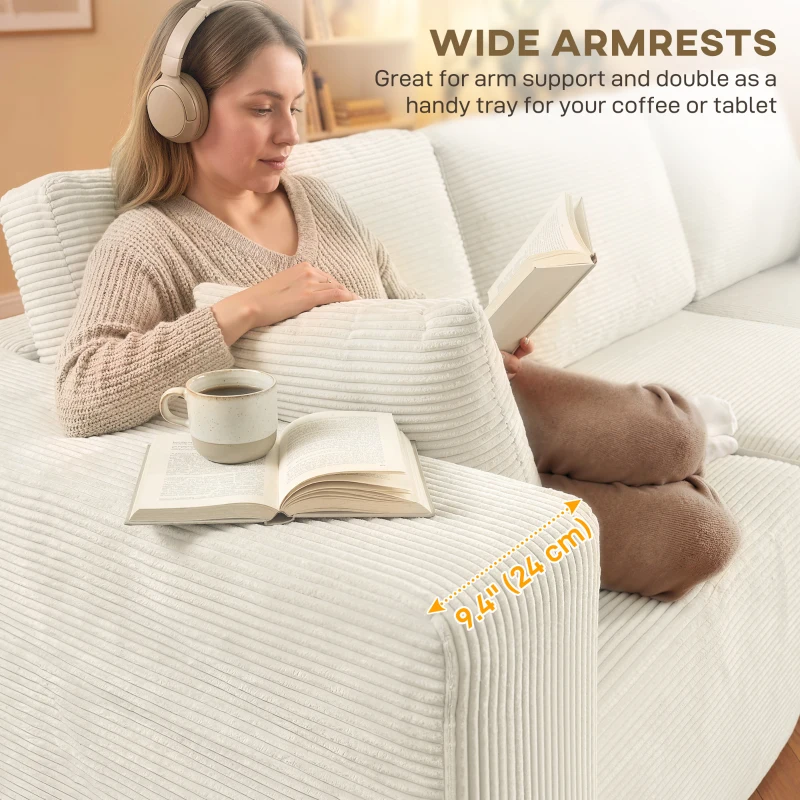 HOMCOM 2-in-1 Modular Sectional Sofa, Boneless L Shaped Couch Sofa Bed, Cream White