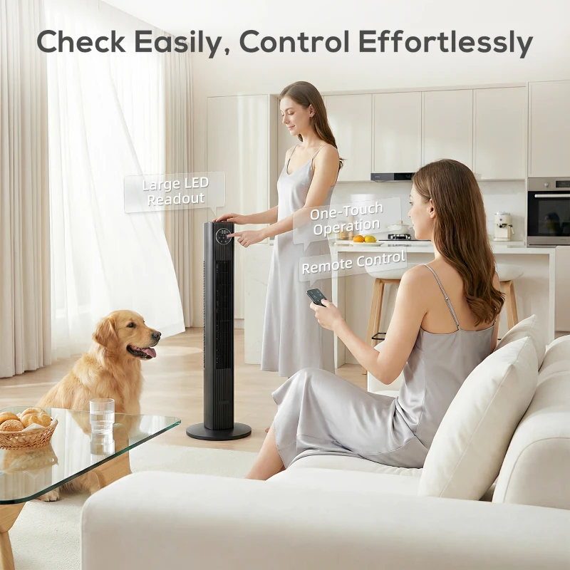 HOMCOM 28dB Tower Fan with 12 Speeds and 4 Modes, Standing Floor Fan with 80° Oscillating, 12H Timer, Black