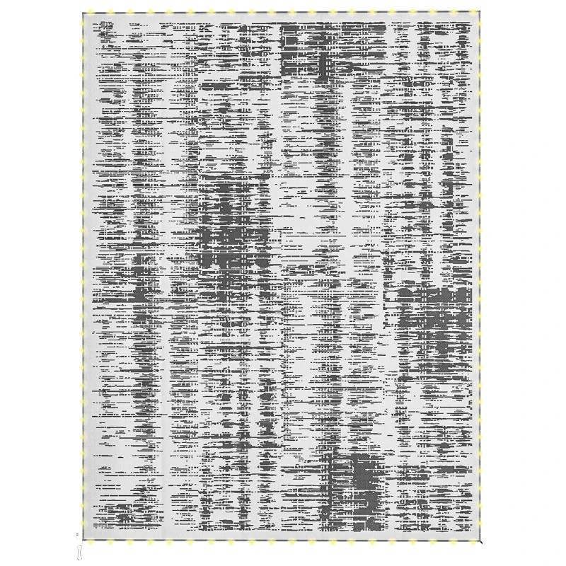 Outsunny Outdoor Rug Carpet Waterproof Camping with LED Lights, Carry Bag & Stakes, 12' x 9'