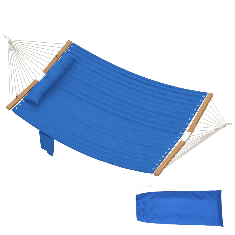 Outsunny Outdoor Hammock 2-Person, with Pillow & Pad, 440 lbs Capacity, Navy Blue