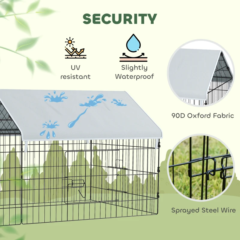 PawHut 73" Small Animal Cage with Roof, Indoor/Outdoor Use,  for Chicken, Rabbits, Chinchillas, Silver