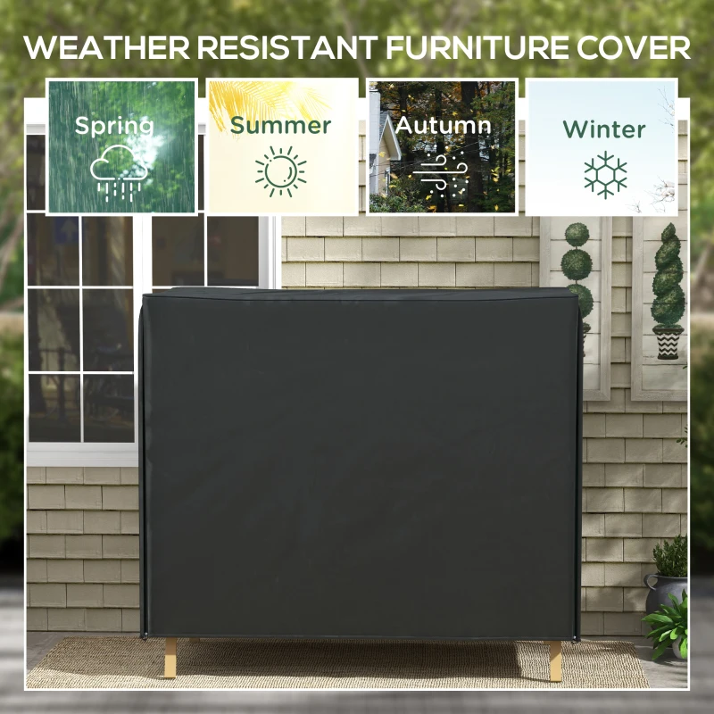 Outsunny 3 Seater Garden Swing Cover, Waterproof 420D Outdoor Swing Bench Cover with Zip, Windproof and Anti-UV, Black
