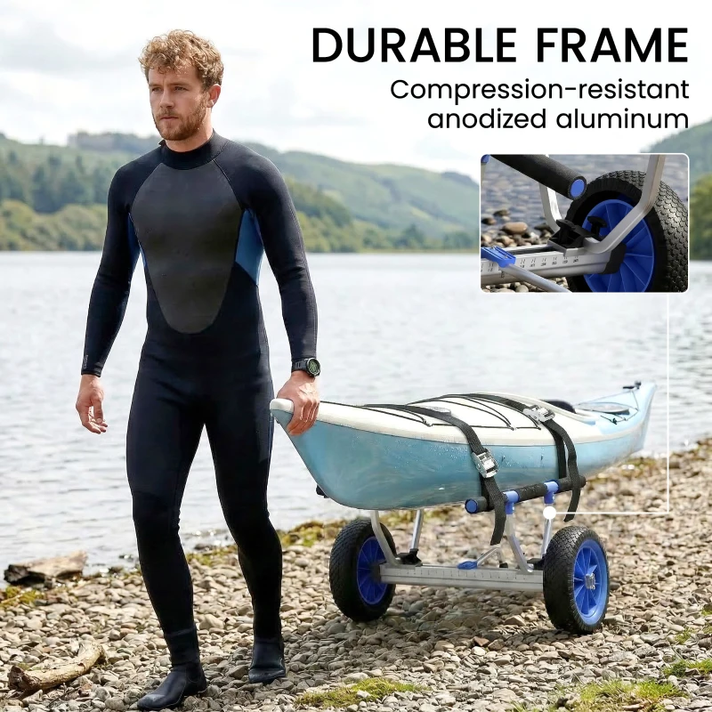 Soozier Kayak Cart Dolly Kayak Cart with Adjustable Width, Sky Blue