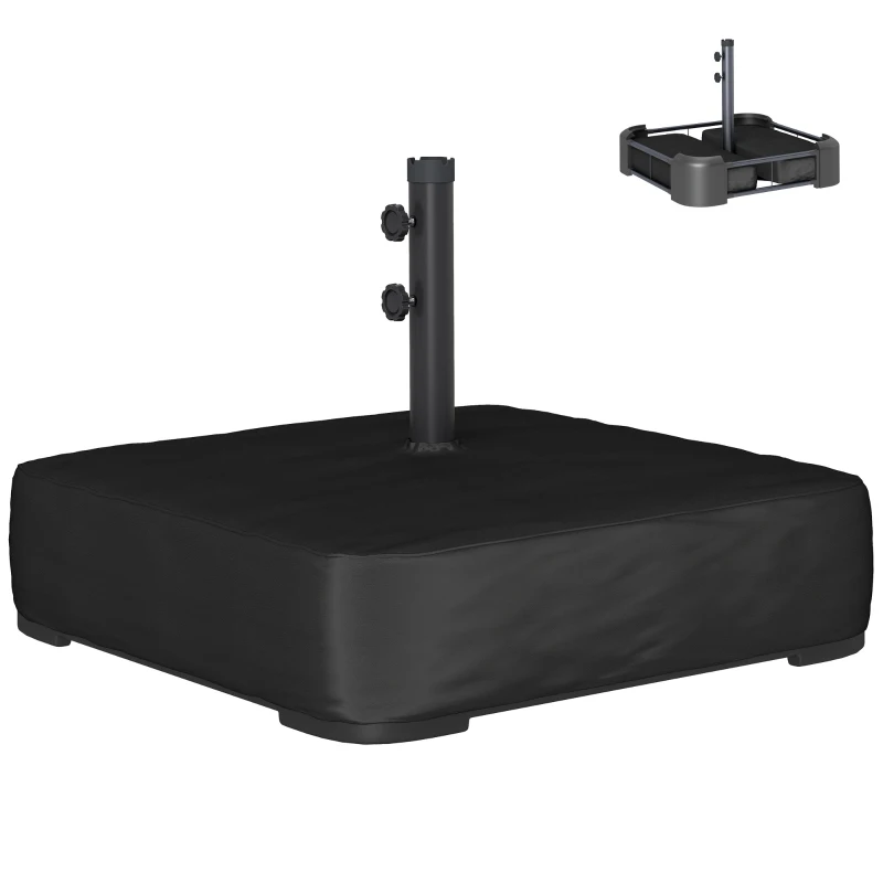 Outsunny Garden Parasol Base 176 lbs Sand Filled Heavy Duty Stand for Cantilever Umbrellas and 1.89" Poles Black