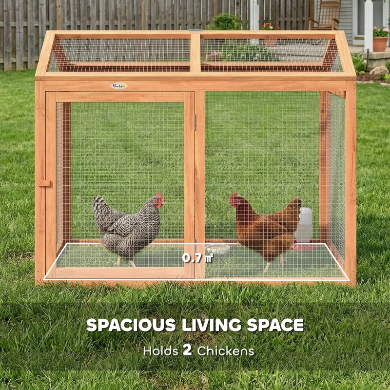 PawHut Wooden Chicken Run, Outdoor Chicken Coop with Perch and Dual Doors, Combinable Hen House Rabbit Hutch for Backyard