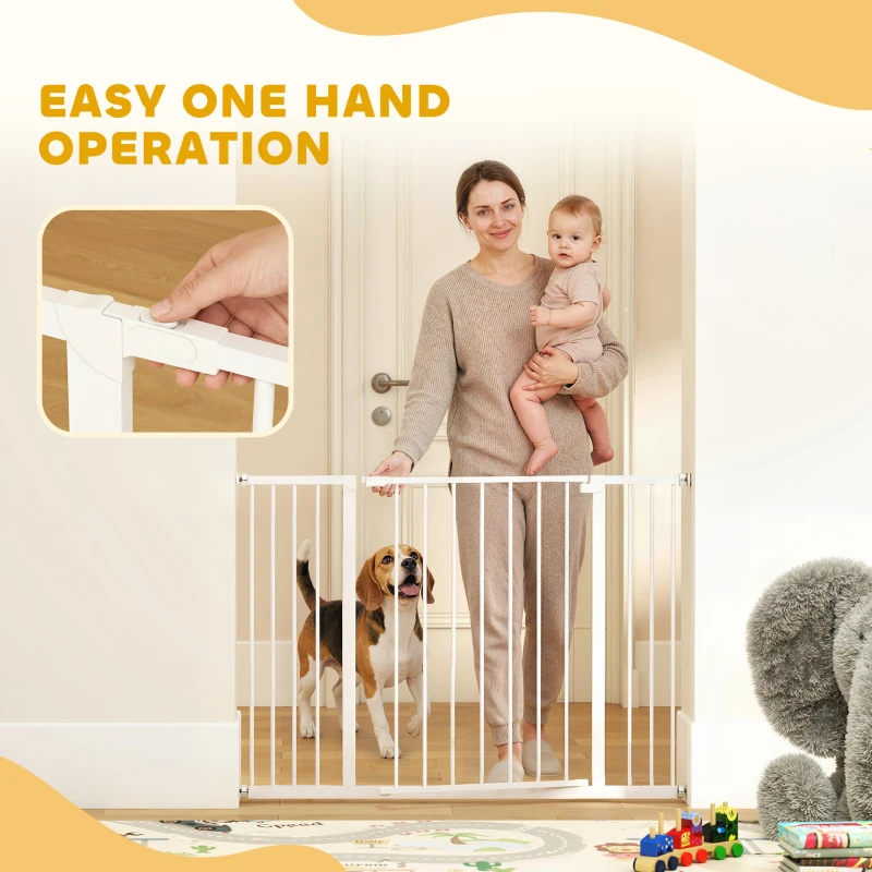 PawHut Pressure Fit Dog Gate Pet Barrier for stairs doorway, 29.9''- 42.1'' Width White