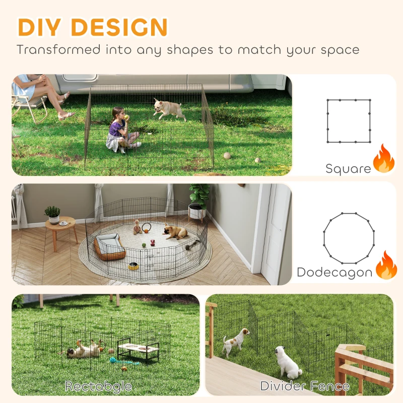 PawHut 24inch Foldable Metal Exercise Pet Playpen Yard Dog Puppy Kennel Cage 12 Panels