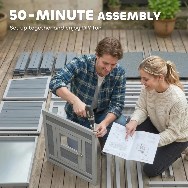 PawHut Large Chicken Coop, Wooden Hen House with Covered Run, Nesting Box, Pull-Out Tray, Opening Asphalt Roof