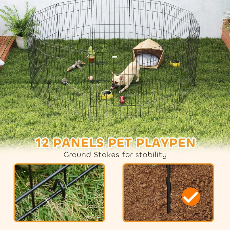 PawHut 36inch Foldable Metal Exercise Pet Playpen Yard Dog Puppy Kennel Cage 12 Panels