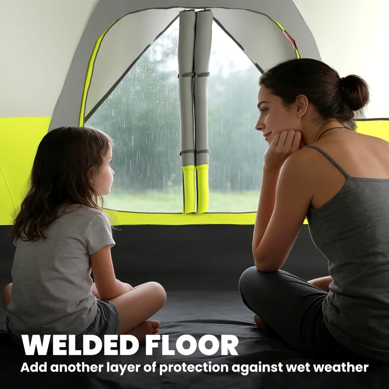 Outsunny Camping Tent for 6-8 Man with 2000mm Waterproof Rainfly and Carry Bag for Fishing Hiking Festival, Green