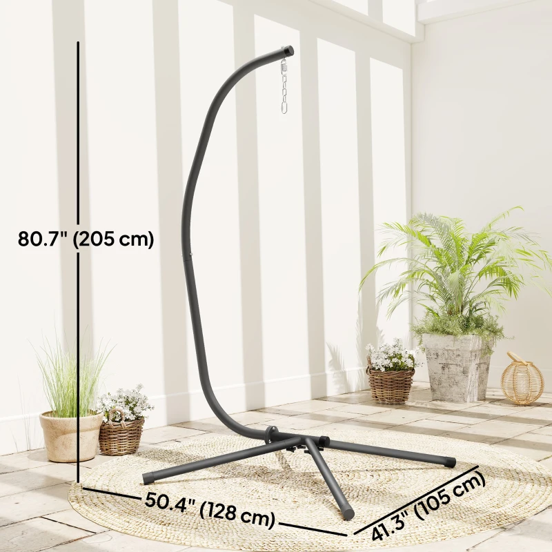 Outsunny Hanging Egg Chair Stand Only, Heavy Duty Hammock Chair Stand, 330lbs Weight, Black