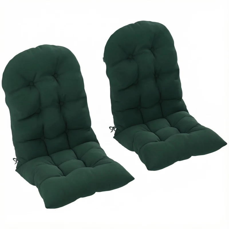 Outsunny Outdoor Adirondack Chair Cushions Set of 2, Tufted High Back Patio Chair Cushions, Dark Green
