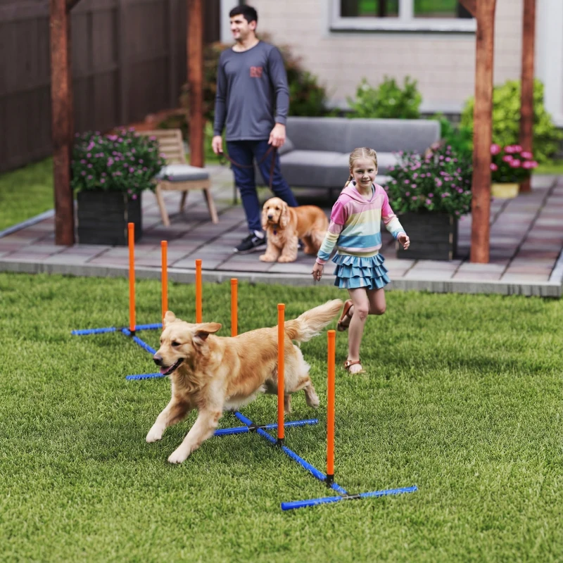 PawHut Dog Agility Training Equipment Adjustable Poles for Dog Agility Course with Carry Bag