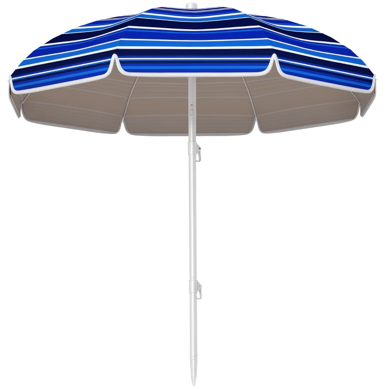 Outsunny 70.9" Dia. Portable Beach Umbrella, UV 50+ Ruffled Outdoor Umbrella with Adjustable Tilt Multicolor